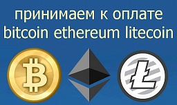 принимаем к оплате криптовалюту bitcoin ethereum litecoin